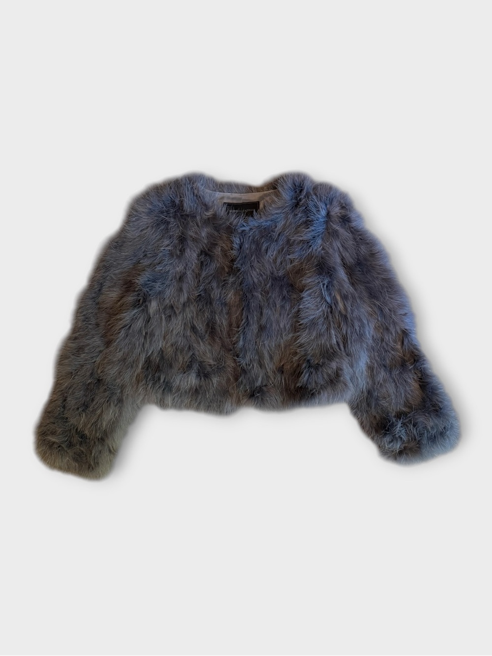 NWT BCBGMaxAzria Turkey Feather Cropped Jacket - Gray
